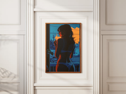 Midnight Anime Girl Art Print