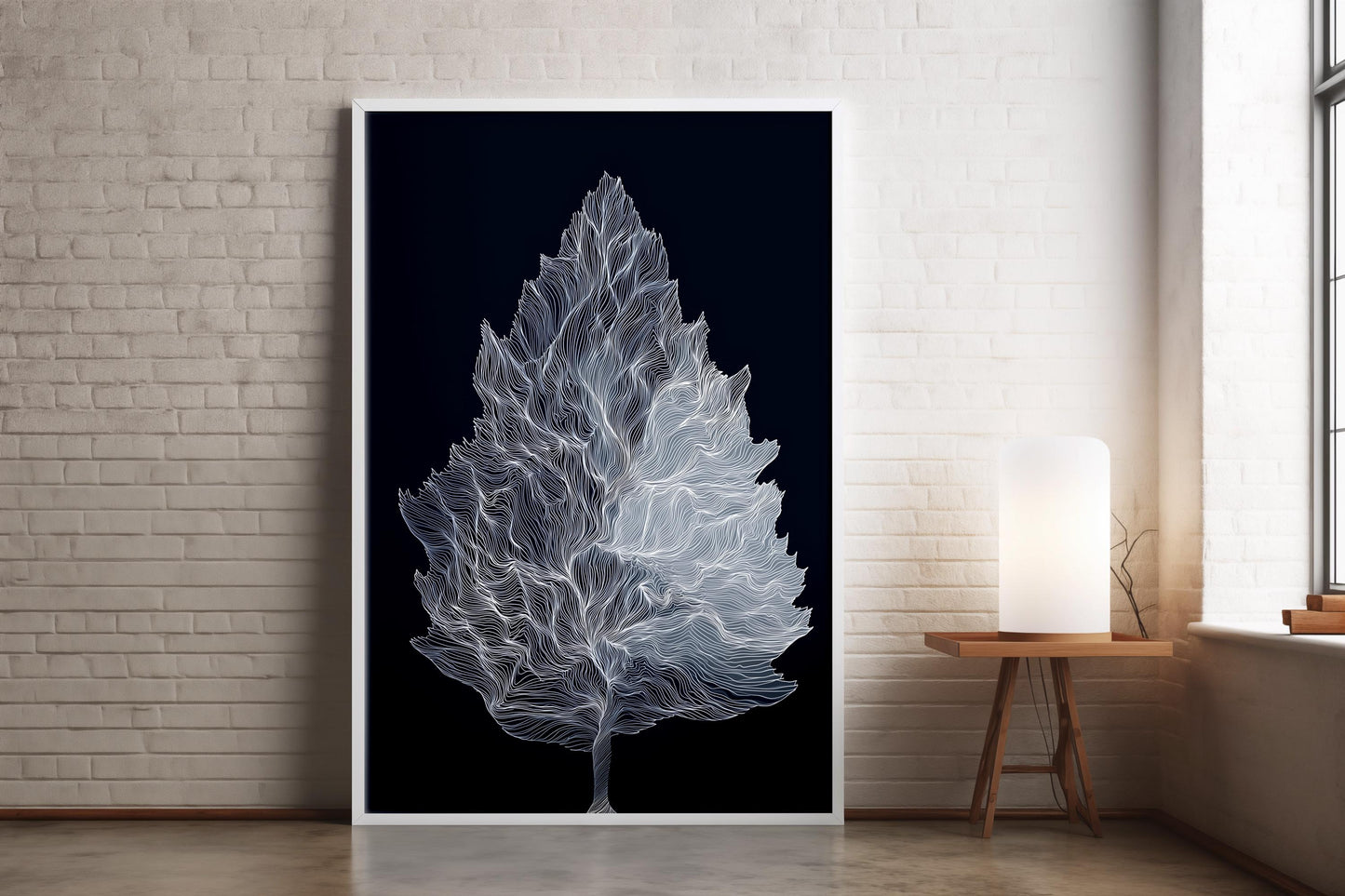 Monochrome Tree Line Art Print