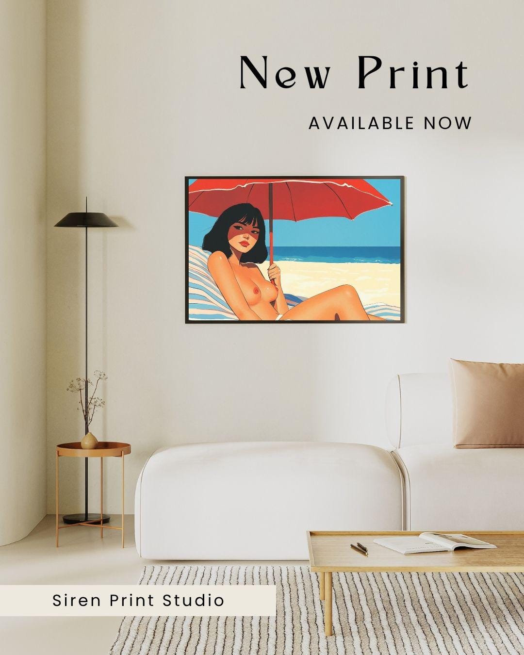 Nude Sunbathing Woman Art Print