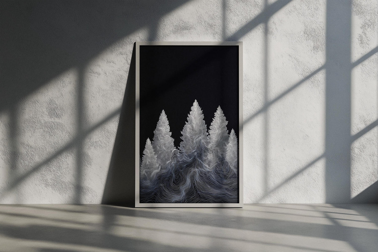 Monochrome Tree Line Art Print (B)