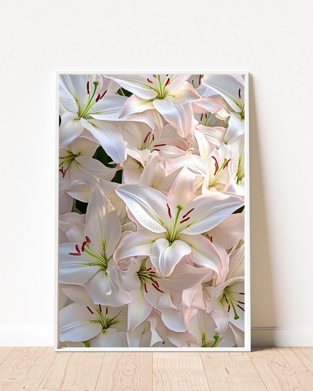 White & Pink Lily Art Print