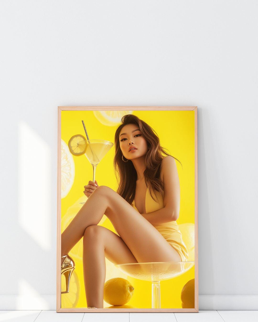 Lemon Drop Martini Girl Art Print