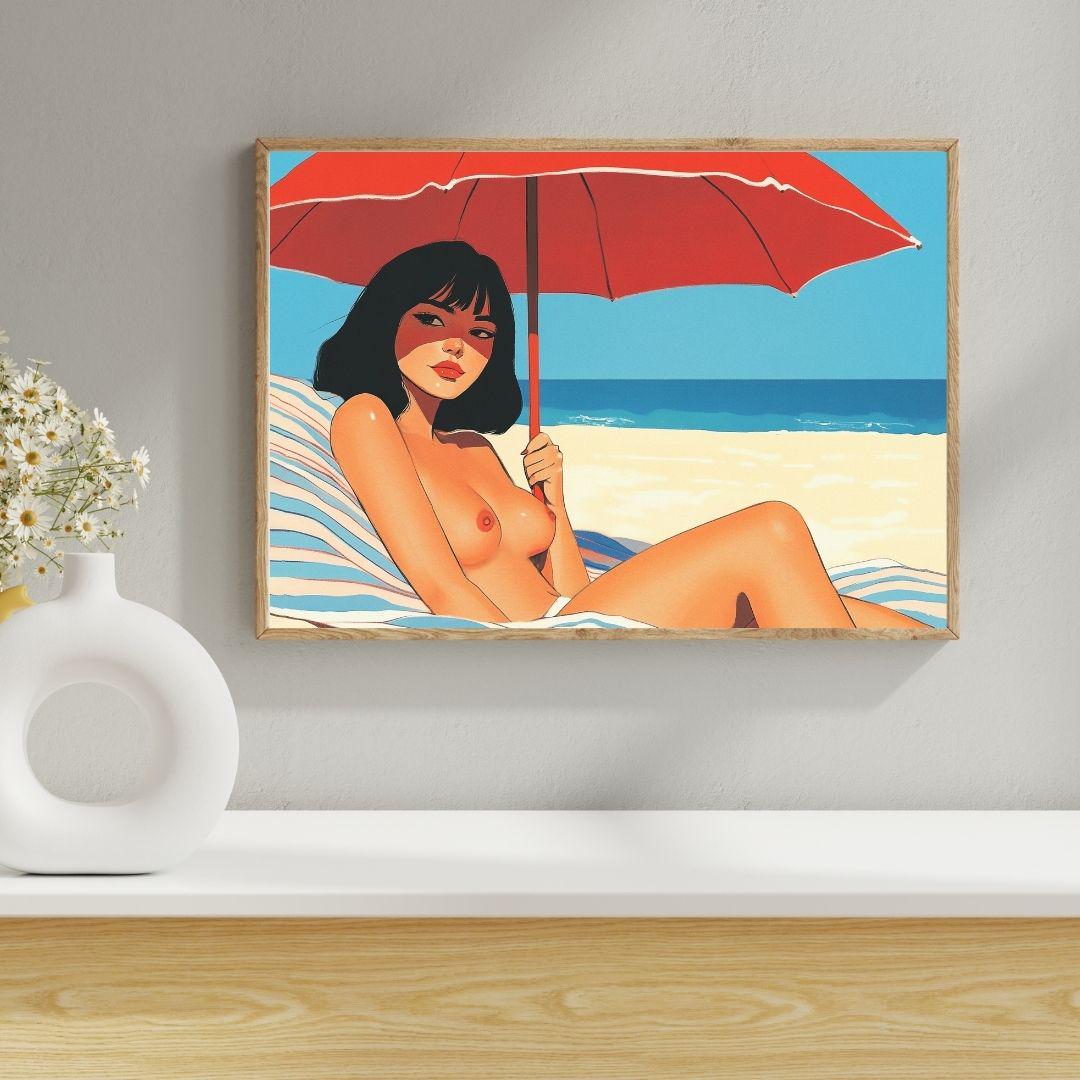 Nude Sunbathing Woman Art Print