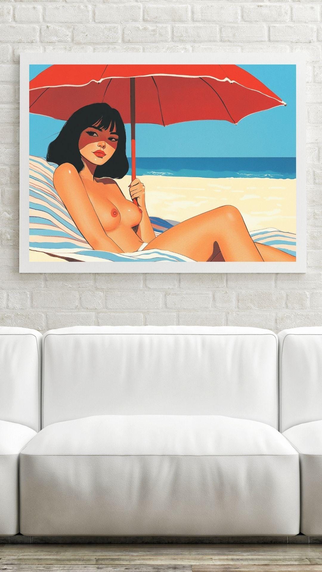 Nude Sunbathing Woman Art Print