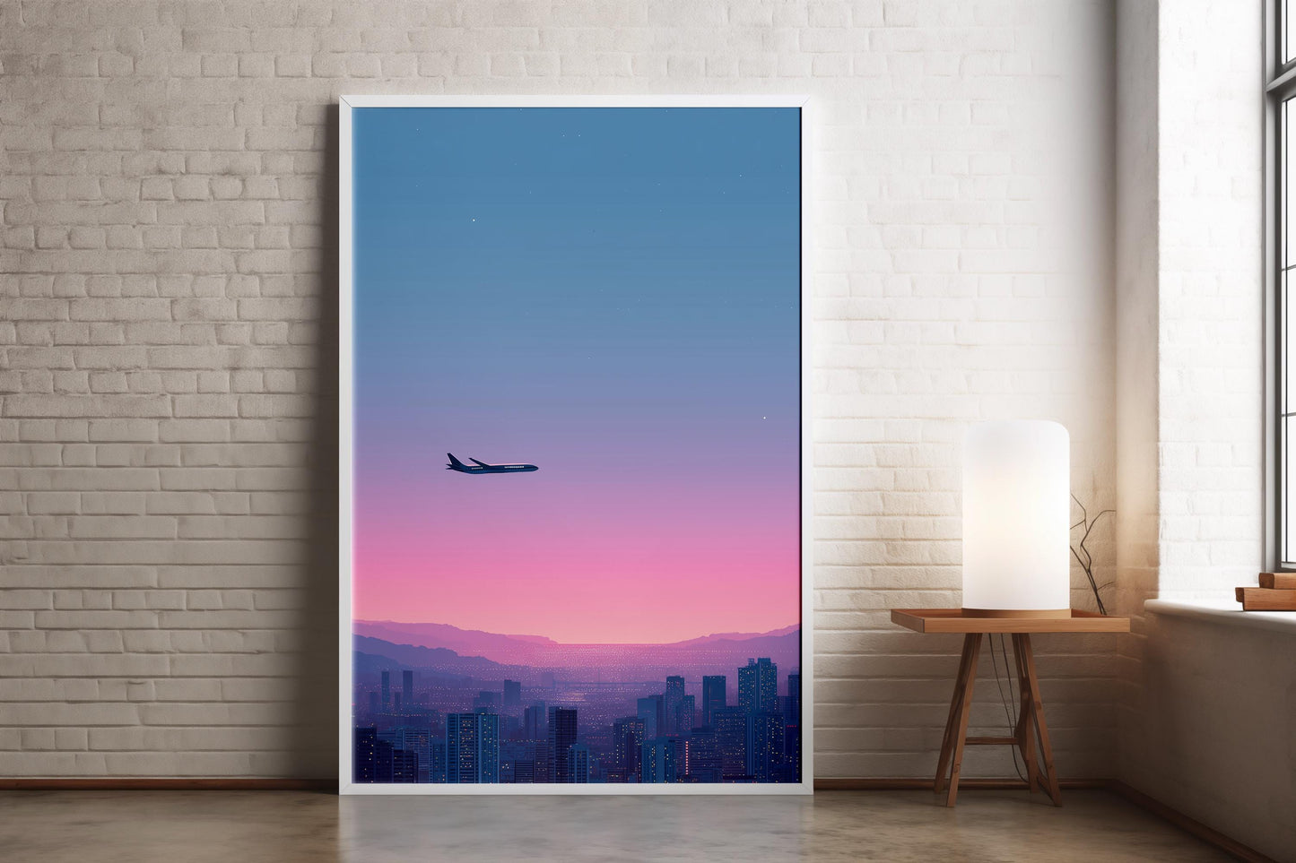 Airplane Cityscape Art Print