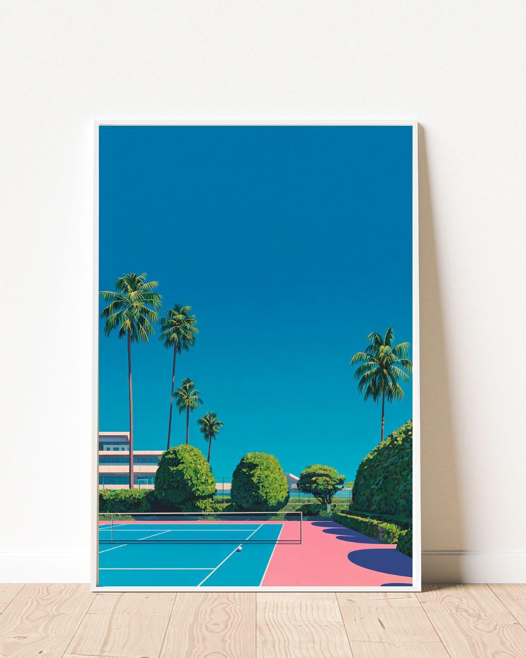 Retro Tennis Court Art Print