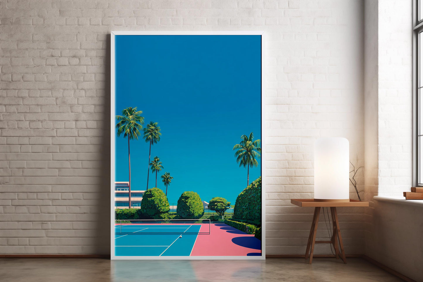 Retro Tennis Court Art Print