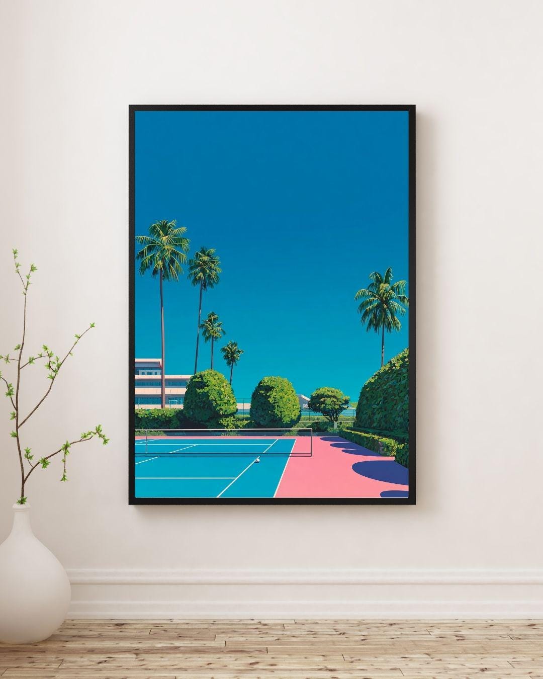 Retro Tennis Court Art Print