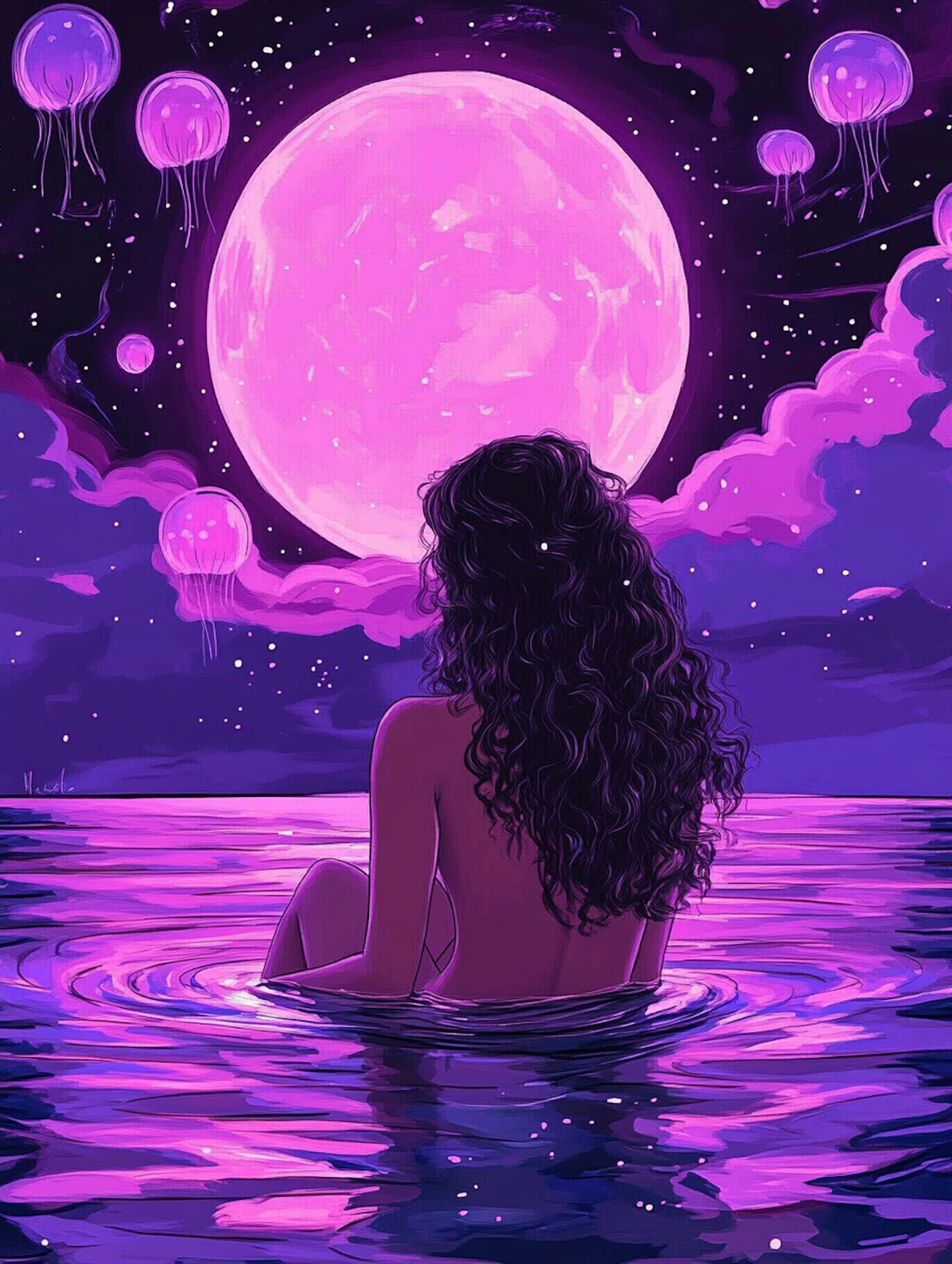 Cosmic Anime Girl Art Print