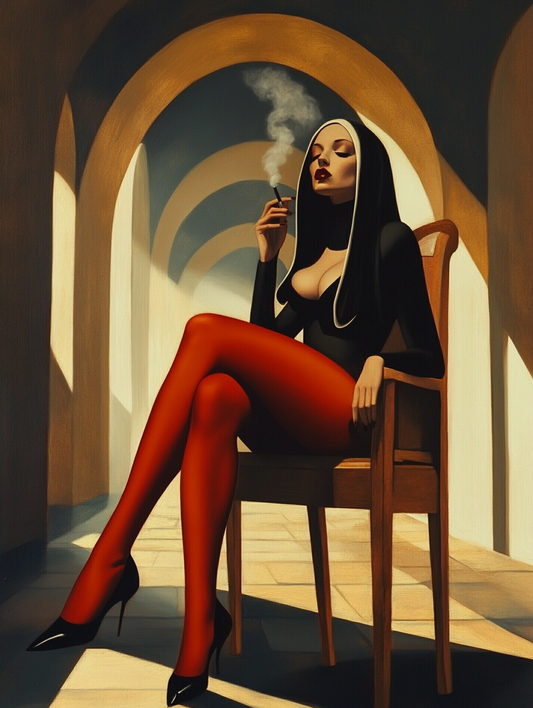 Smoking Nun Art Print