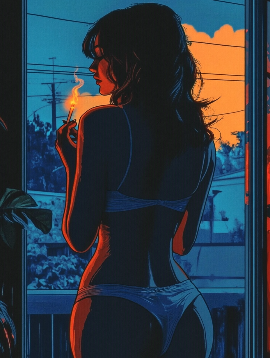 Midnight Anime Girl Art Print