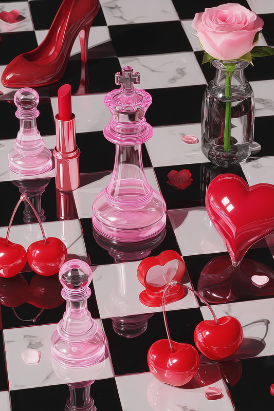 Romantic Chessboard Art Print