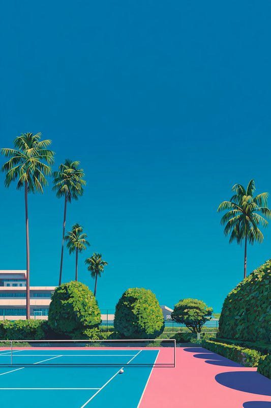Retro Tennis Court Art Print