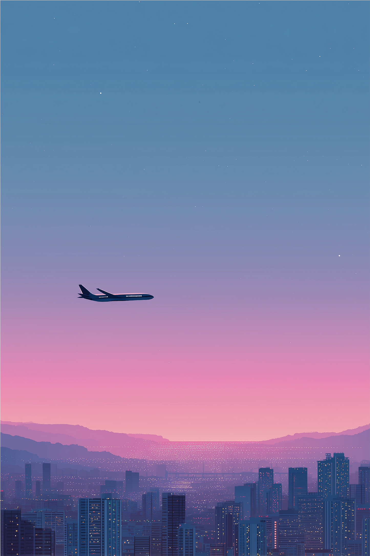 Airplane Cityscape Art Print