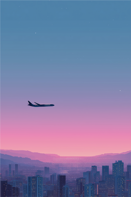 Airplane Cityscape Art Print