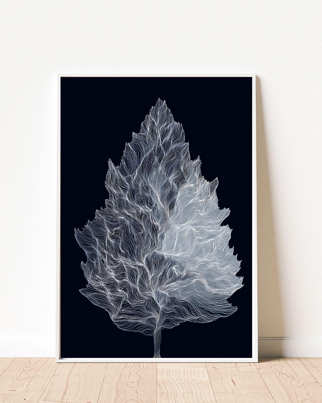 Monochrome Tree Line Art Print
