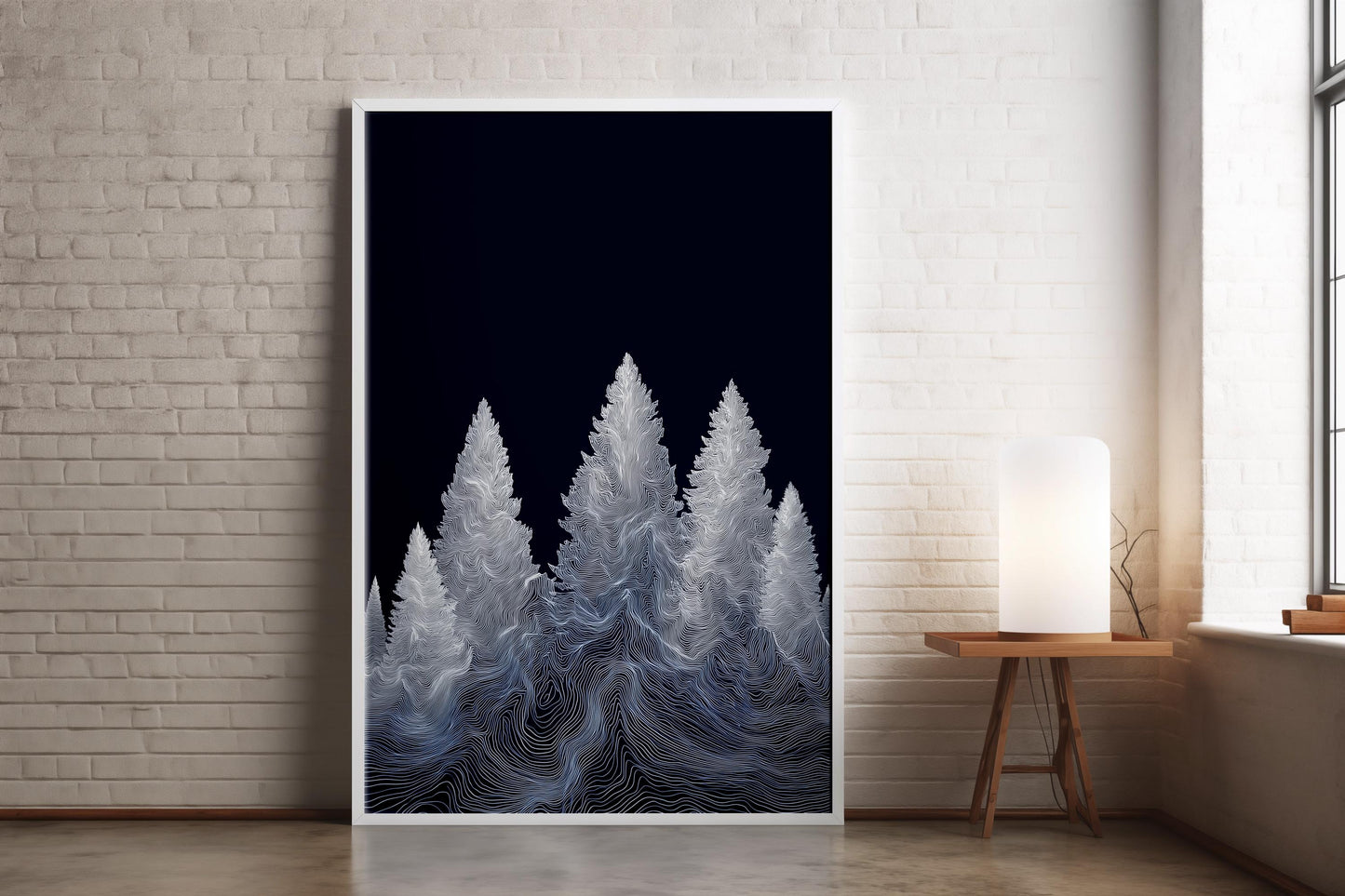 Monochrome Tree Line Art Print (B)