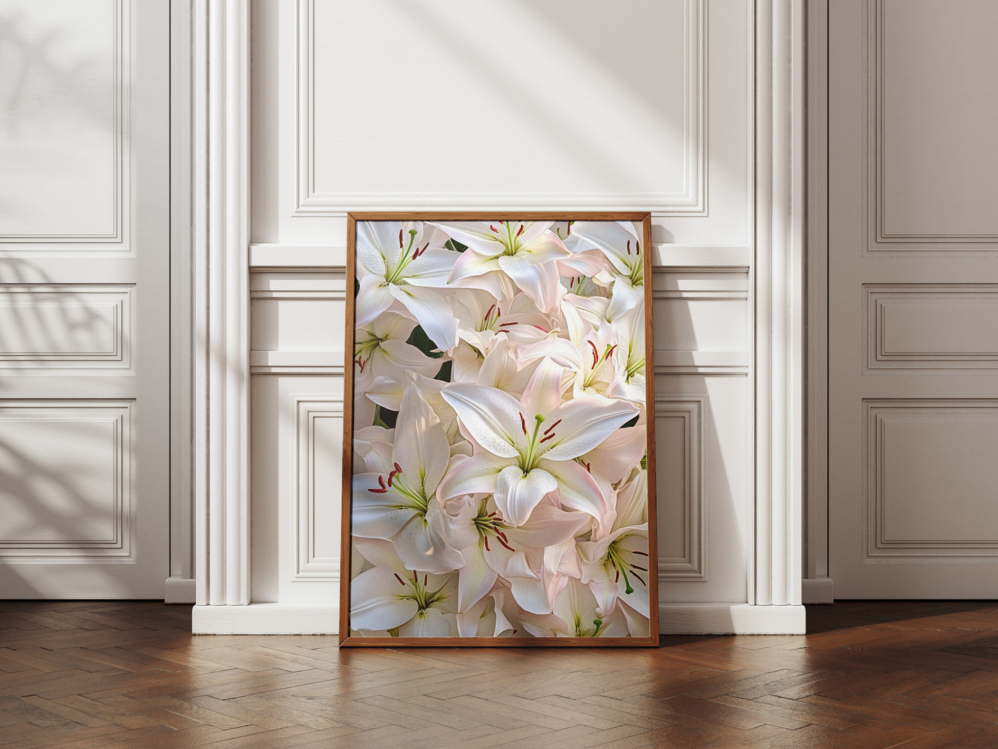 White & Pink Lily Art Print