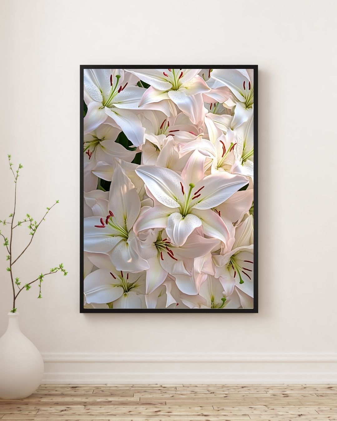 White & Pink Lily Art Print