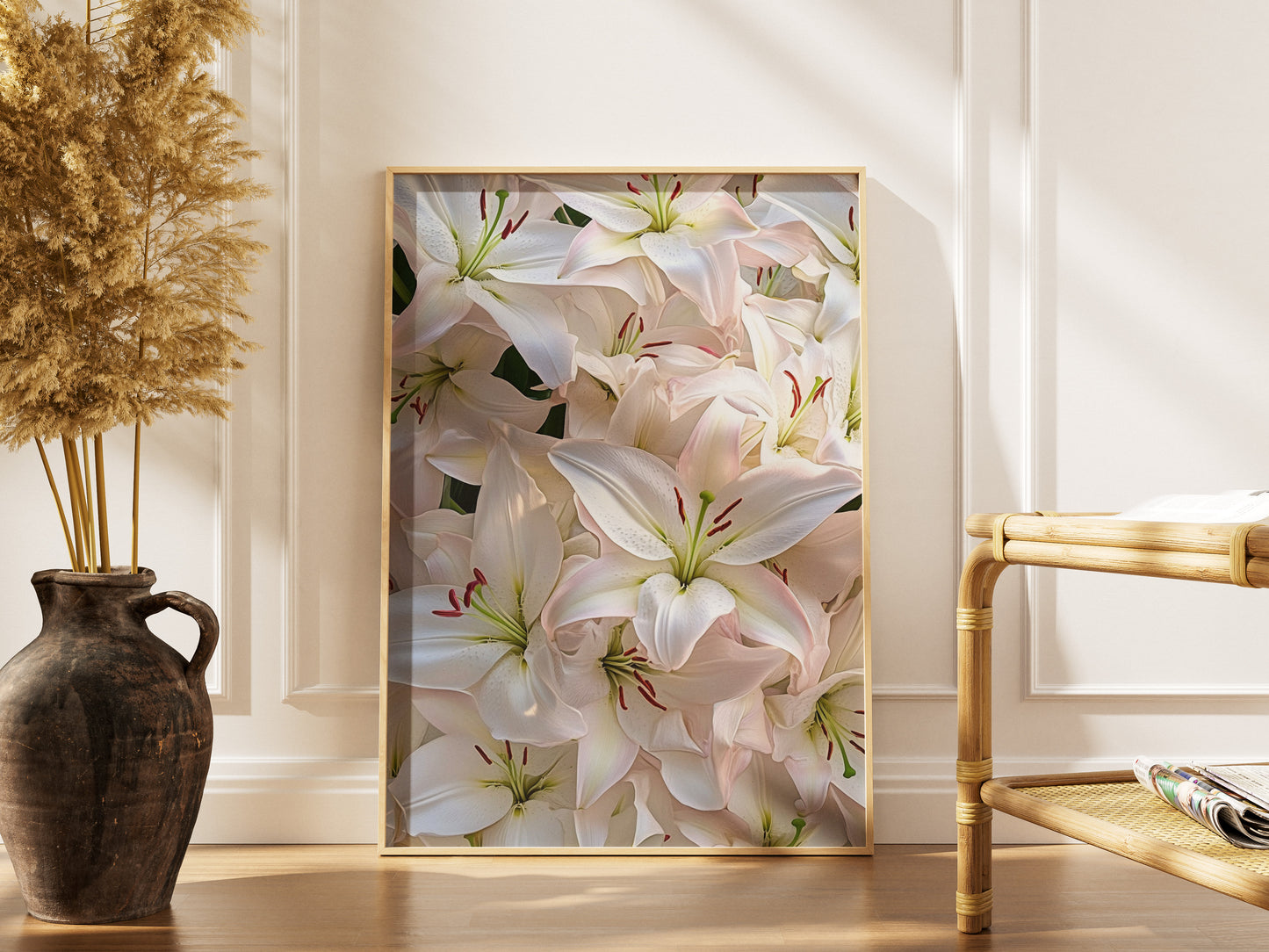 White & Pink Lily Art Print