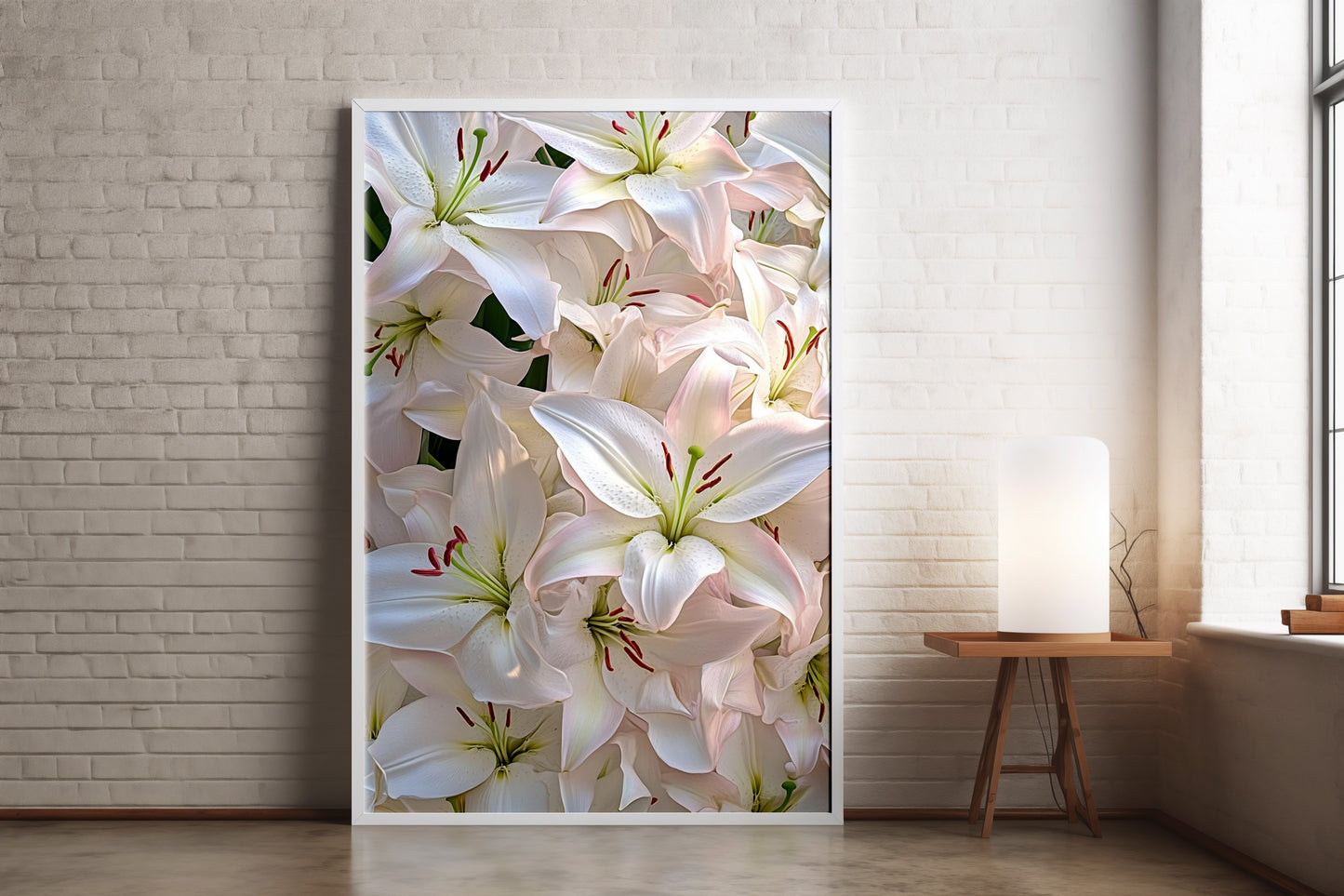 White & Pink Lily Art Print