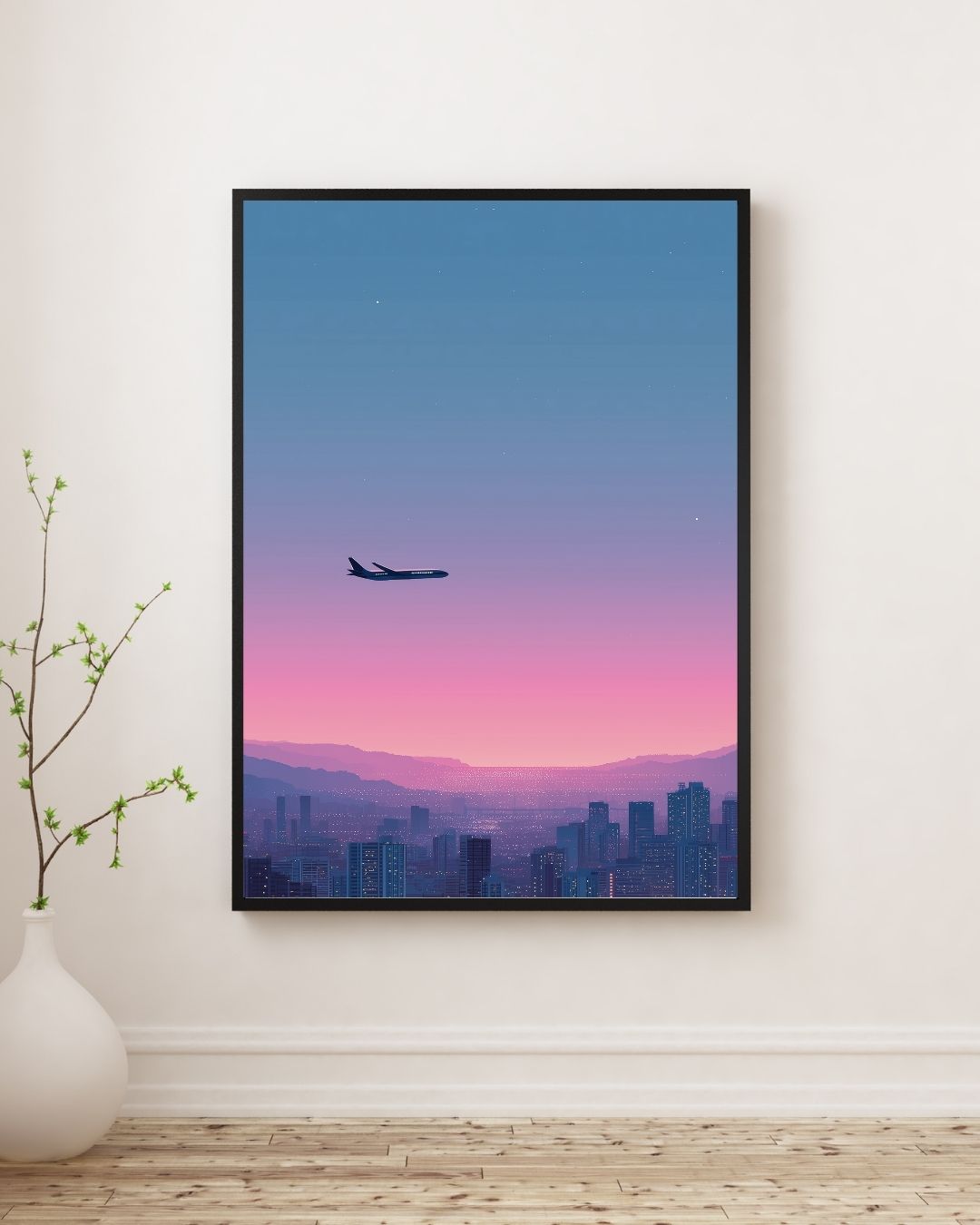 Airplane Cityscape Art Print