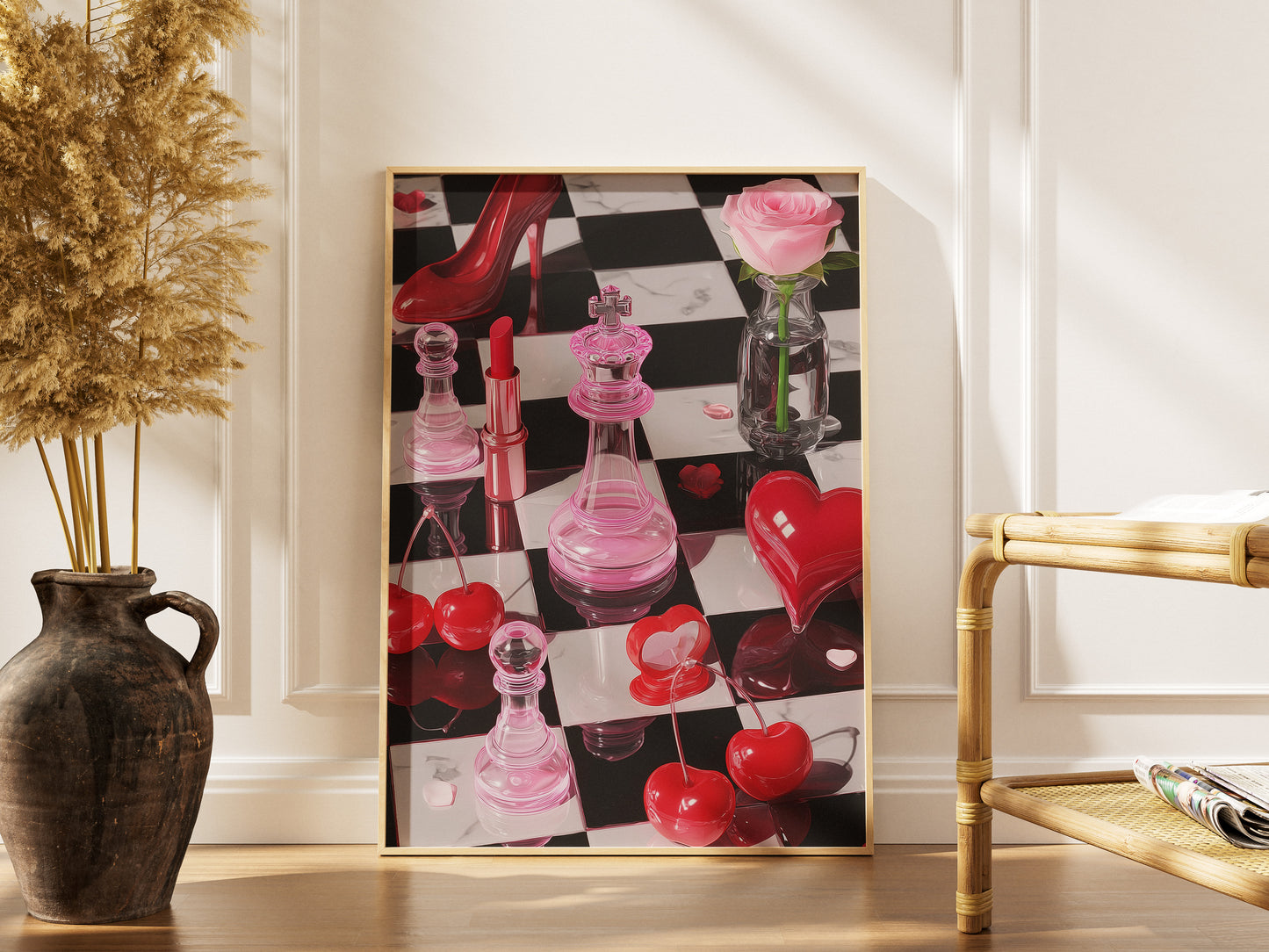 Romantic Chessboard Art Print