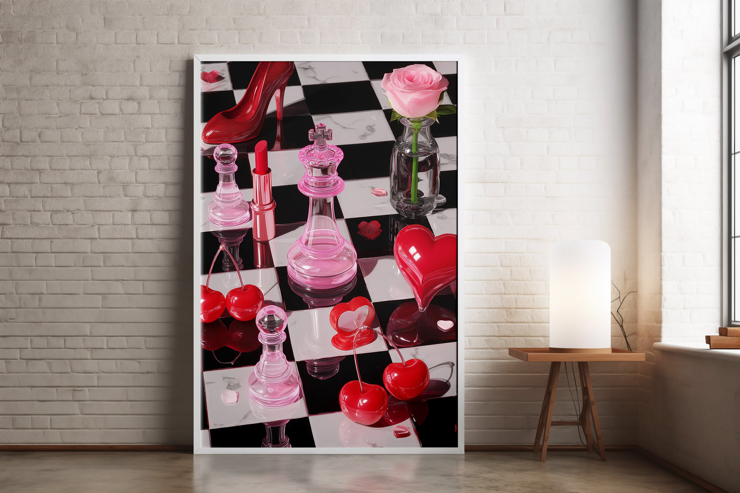 Romantic Chessboard Art Print