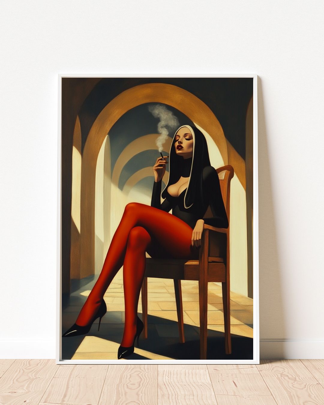Smoking Nun Art Print