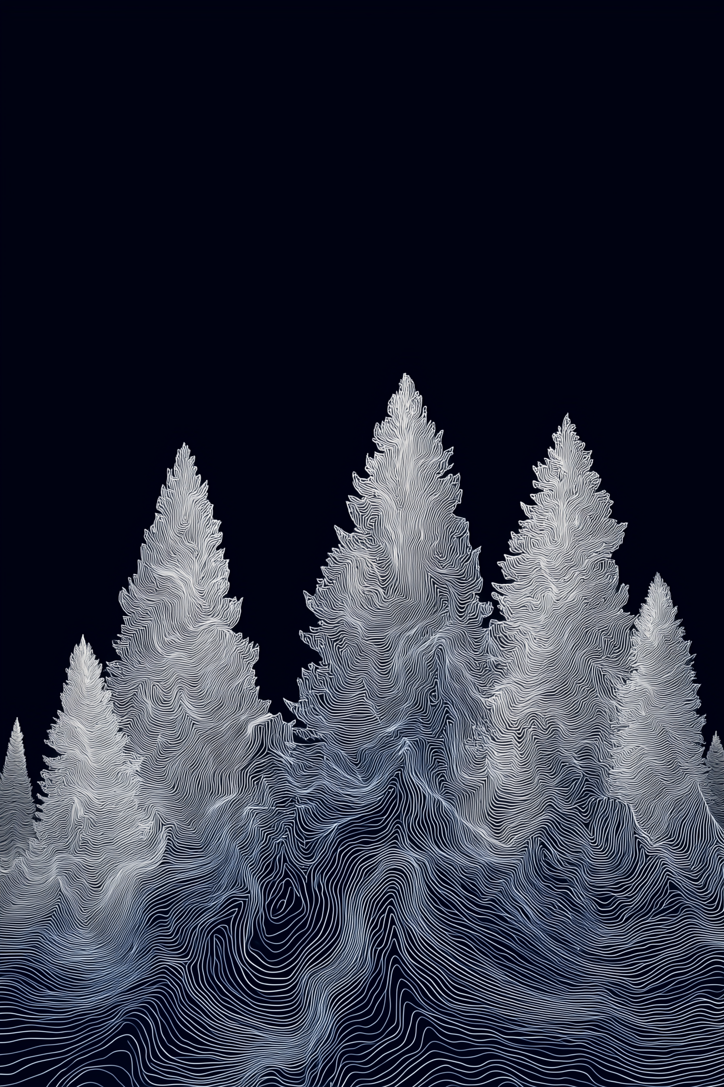 Monochrome Tree Line Art Print (B)