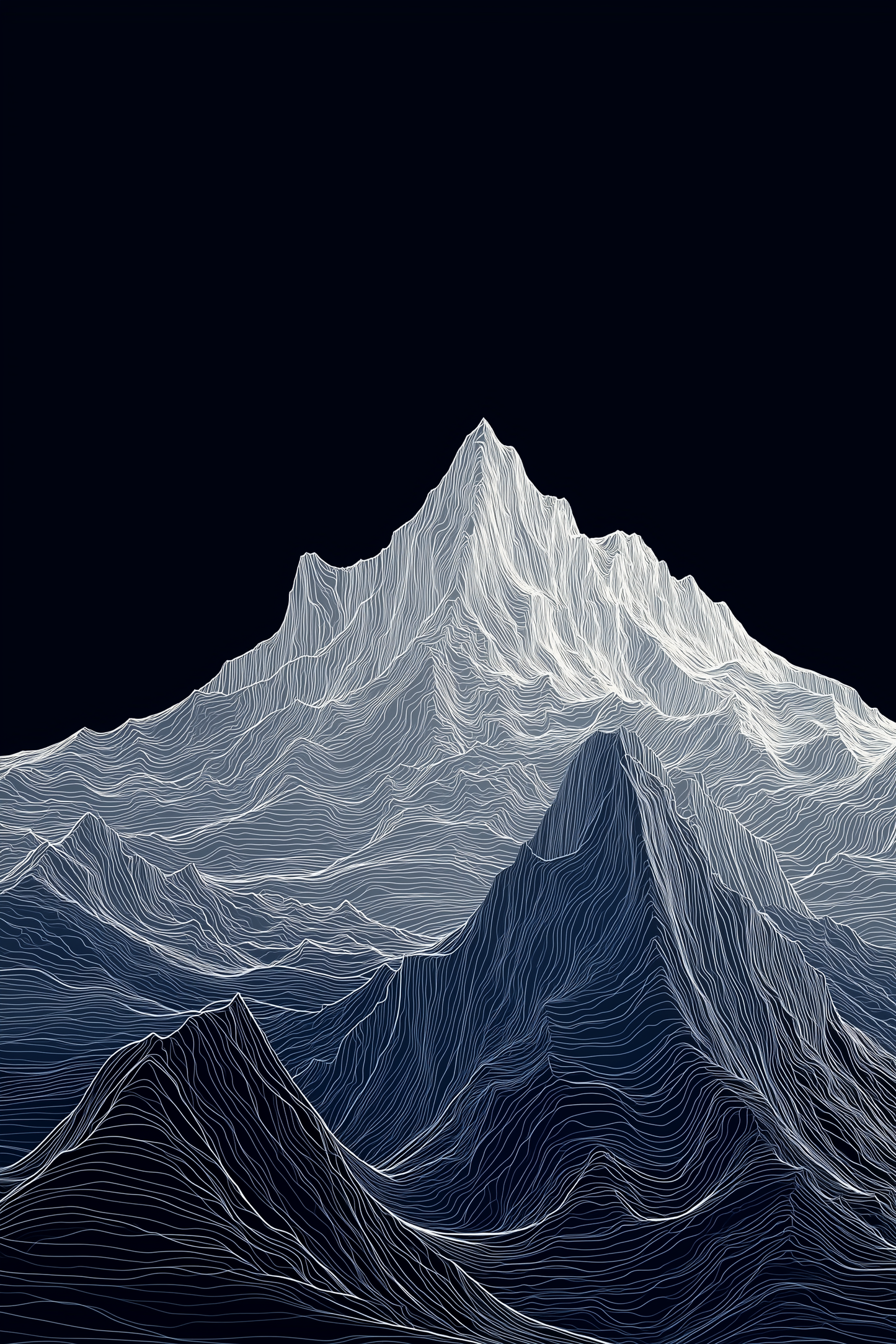 Topographic Line Mountain Art Print (B)