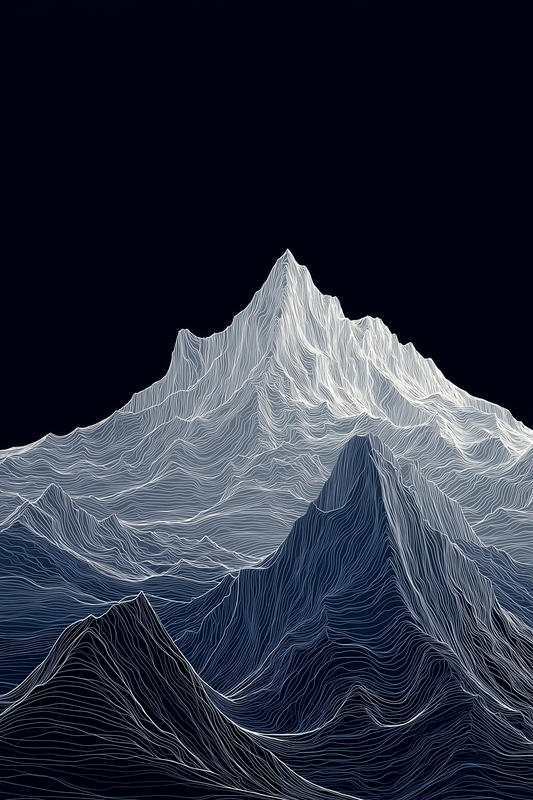Topographic Line Mountain Art Print (B)