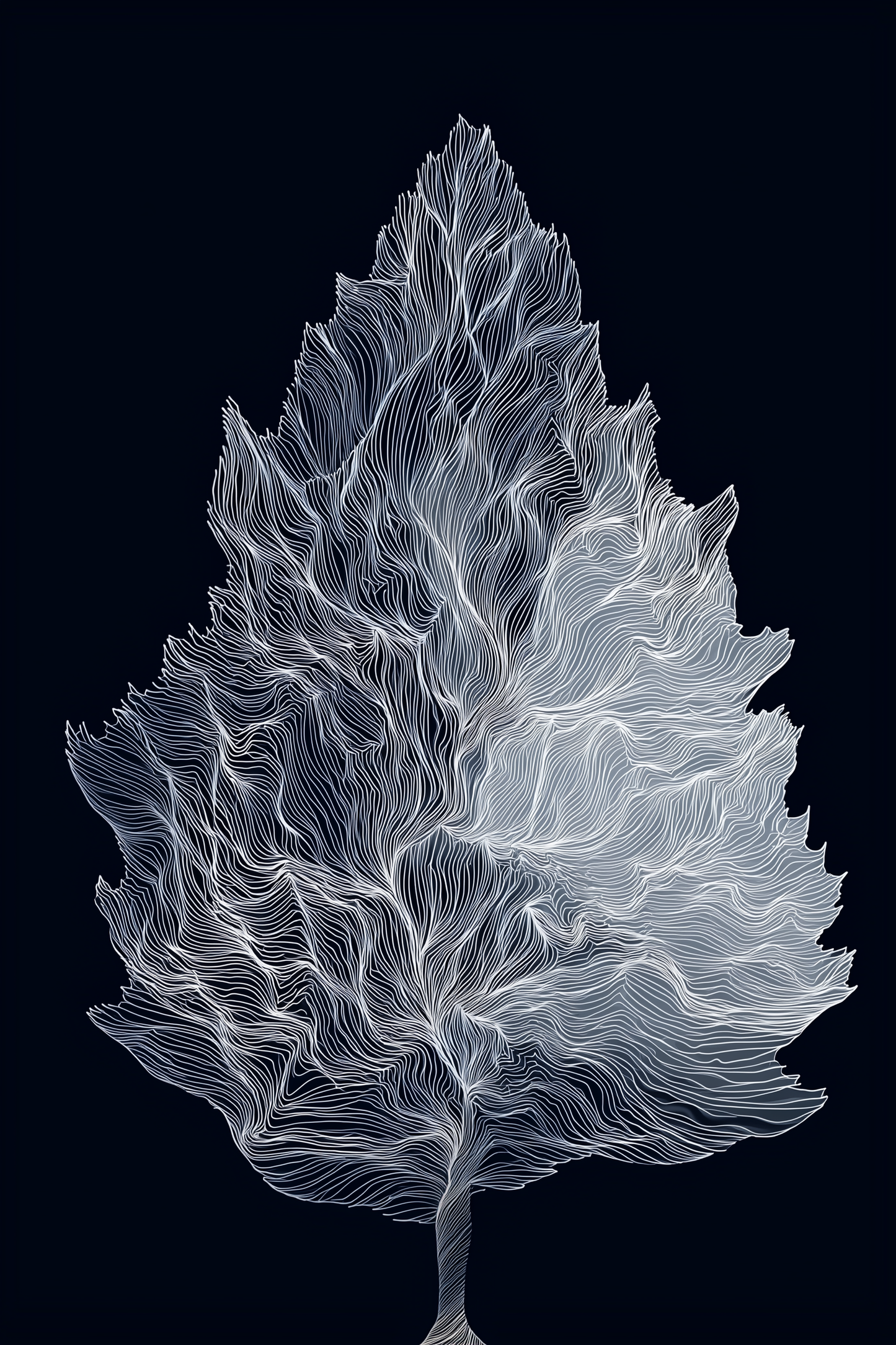 Monochrome Tree Line Art Print