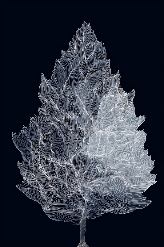 Monochrome Tree Line Art Print